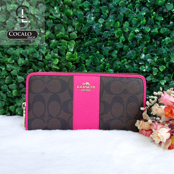 COACH F52859 ACCORDION ZIP WALLET IN SIGNATURE COATED CANVAS WITH LEATHER รูปที่ 1
