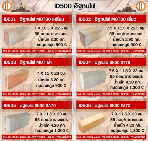 อิฐทนไฟ MOT SK30 ST SA SE ทนความร้อน 2 ชั่วโมง 900-1,300 องศา รูปที่ 1