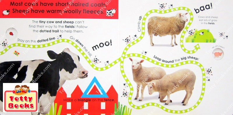 (Age 1 - 4) หนังสือบอร์ดบุ๊ก กระดาษหนา พัฒนาการประสานงานตาและมือ Farm (Follow the Trail, DK Board Book) รูปที่ 3