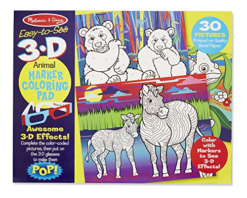(Age 4 - 7) แผ่นภาพระบายสี ขนาดใหญ่ ภาพสามมิติ 3D Marker Coloring Pad - Animal (Melissa & Doug) รูปที่ 1