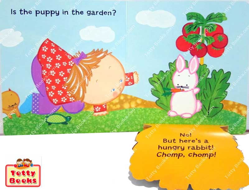 (Age Newborn - 4) หนังสือบอร์ดบุ๊ก อ่านเล่นก่อนนอน แผ่นเปิดภาพขนาดใหญ่ Where is Baby's Puppy (Flap Board Book, Karen Katz) รูปที่ 4