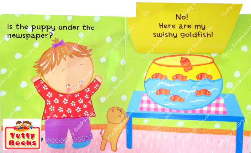 (Age Newborn - 4) หนังสือบอร์ดบุ๊ก อ่านเล่นก่อนนอน แผ่นเปิดภาพขนาดใหญ่ Where is Baby's Puppy (Flap Board Book, Karen Katz) รูปที่ 3