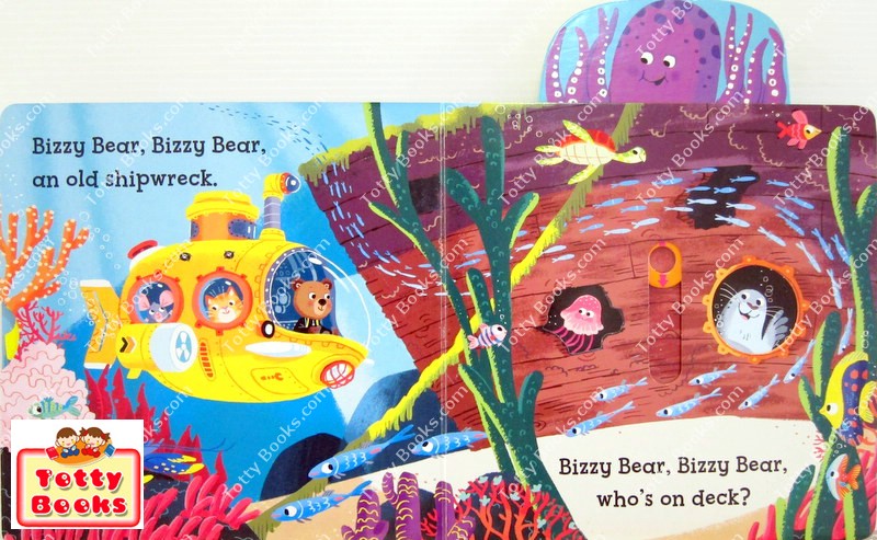 (Age Newborn - 4) หนังสือบอร์ดบุ๊ก กระดาษหนา ภาพขยับได้ (ฝึกทักษะการใช้นิ้ว) Deepsea Dive (Bizzy Bear, Board Book) รูปที่ 4