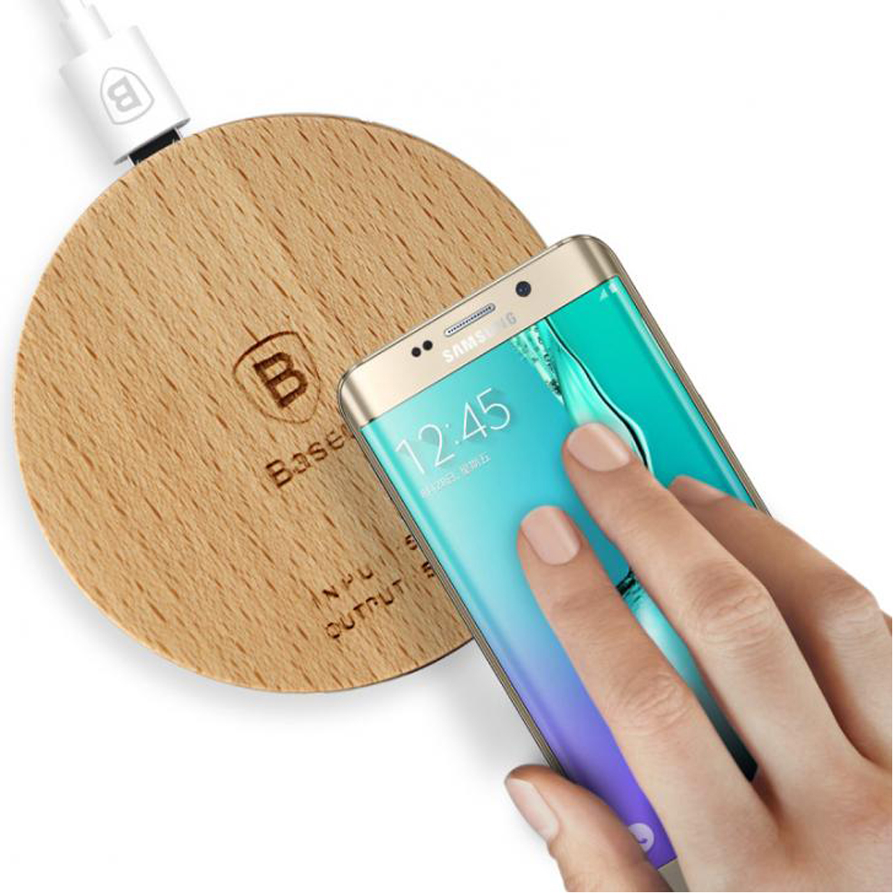 แท่นชาร์จ Baseus Swood Wireless Charger ลายไม้ สีน้ำตาลเข้ม รูปที่ 4