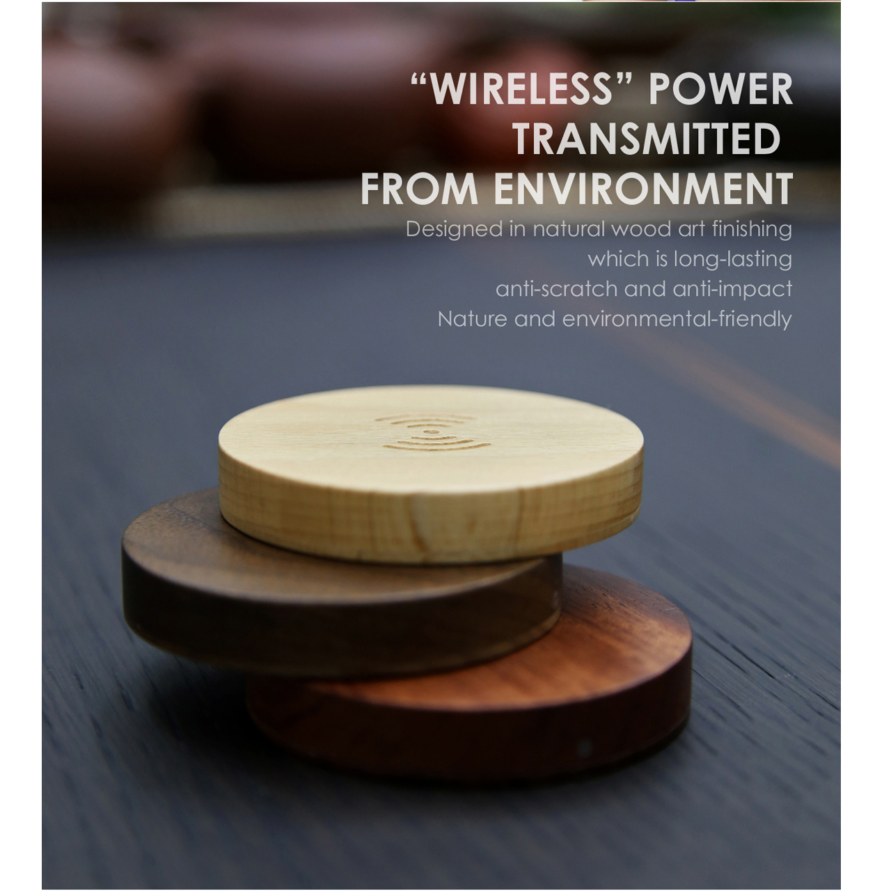 แท่นชาร์จ Baseus Swood Wireless Charger ลายไม้ สีน้ำตาลอ่อน รูปที่ 5