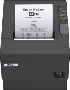 Epson TM-T88V เพิ่มงานพิมพ์สูงสุด เพื่อให้จุดชำระเงินมีประสิทธิภาพมากที่สุด รูปแบบการพิมพ์: การพิมพ์แบบเทอร์มอลไลน์ กว้าง (มม): 79 ± 0.5 มม./ 57.5 ± 0.5 มม. ความเร็วในการพิมพ์สูงถึง 300 มม./วินาที พิมพ์เฉดสีเทา 16 ระดับ สะดวกในการเปลี่ยนกระดาษ รูปที่ 1