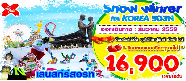 ทัวร์เกาหลี 5 วัน 3 คืน  SNOW WINTER IN KOREA บิน XJ เดินทางช่วง ธันวาคม สนุกกับสกี รูปที่ 1