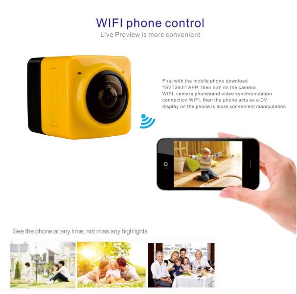 Pre-order กล้อง action camera 720 HD ถ่ายรอบทิศทาง Panorama 360° เชื่อมต่อ WIFI ได้ขนาดเล็กพกสะดวก ส่งฟรี รูปที่ 3