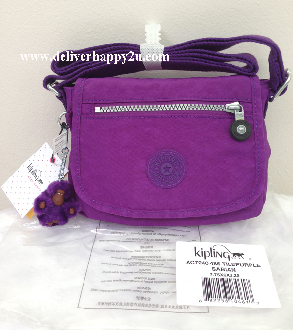 กระเป๋า Kipling ของแท้จาก USA ของใหม่ป้ายห้อย มือ 1 อุปกรณ์ครบพร้อมถุง รุ่น sabian สีม่วง รูปที่ 1