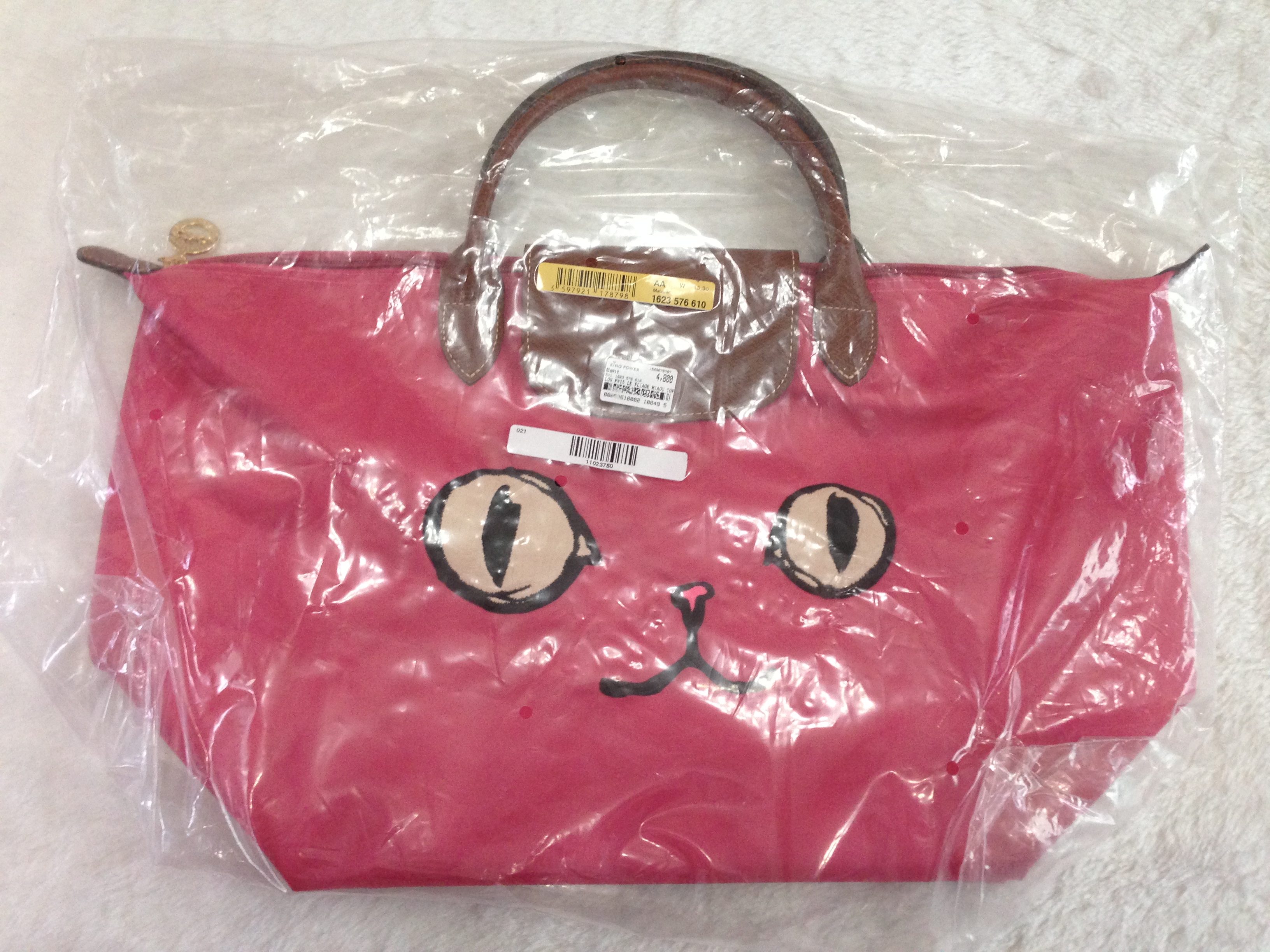 New พร้อมส่ง ของใหม่มีถุงจาก King power ไทย กระเป๋าถือ Longchamp แมว หน้าแมว Limited 2015 รุ่น Miaou สีชมพู Malarbar M short ไซส์ M หูสั้น รูปที่ 1
