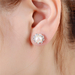 รูปย่อ ต่างหูมุกแท้ ขนาด7-8mm ล้อมคริสตัลก้านเงินแท้925 Genuine Pearl Earrings นำเข้า สีขาว - พร้อมส่งW774 ราคา550บาท รูปที่3