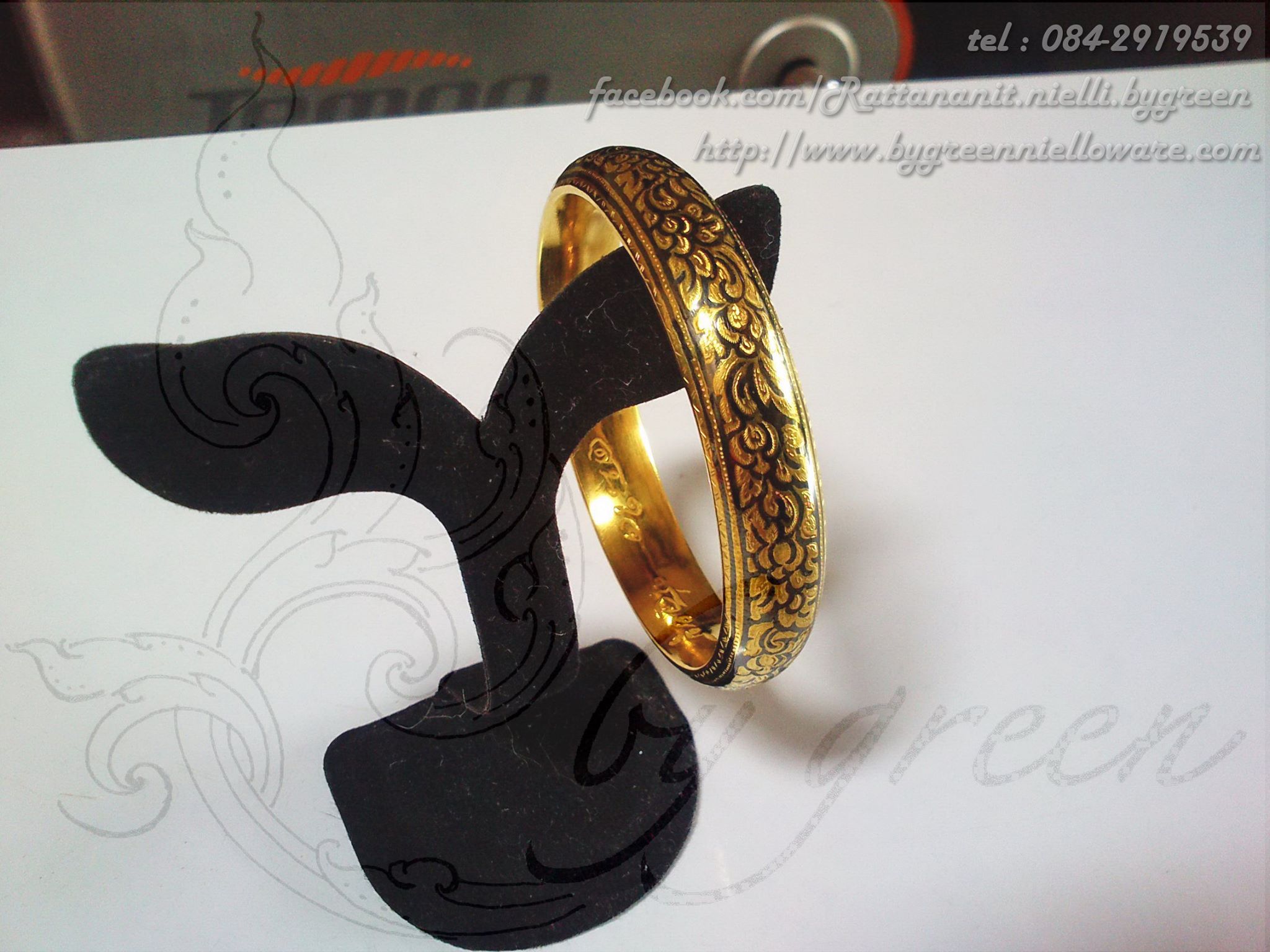 กำไลถมทอง 1 cm. แบบสวม ลายดอกพุตตานโดย เครื่องถมนคร by green  รูปที่ 4