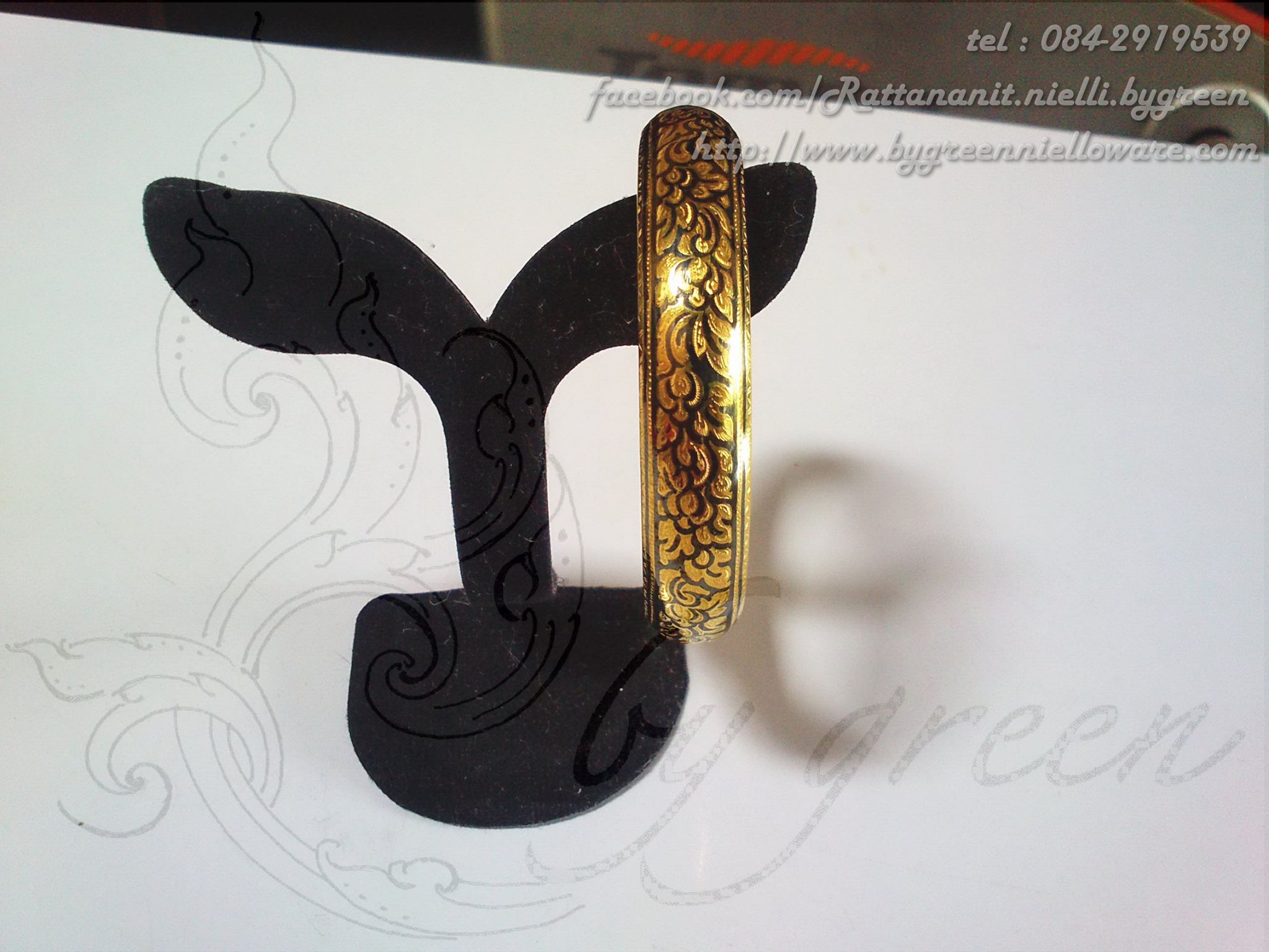 กำไลถมทอง 1 cm. แบบสวม ลายดอกพุตตานโดย เครื่องถมนคร by green  รูปที่ 3