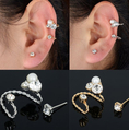 ต่างหูคลิป แฟชั่นเกาหลีหนีบด้านข้างใบหูสวย Crystal Clip Ear Cuff Stud Earring นำเข้า สีเงิน - พร้อมส่งW185 ราคา99บาท
