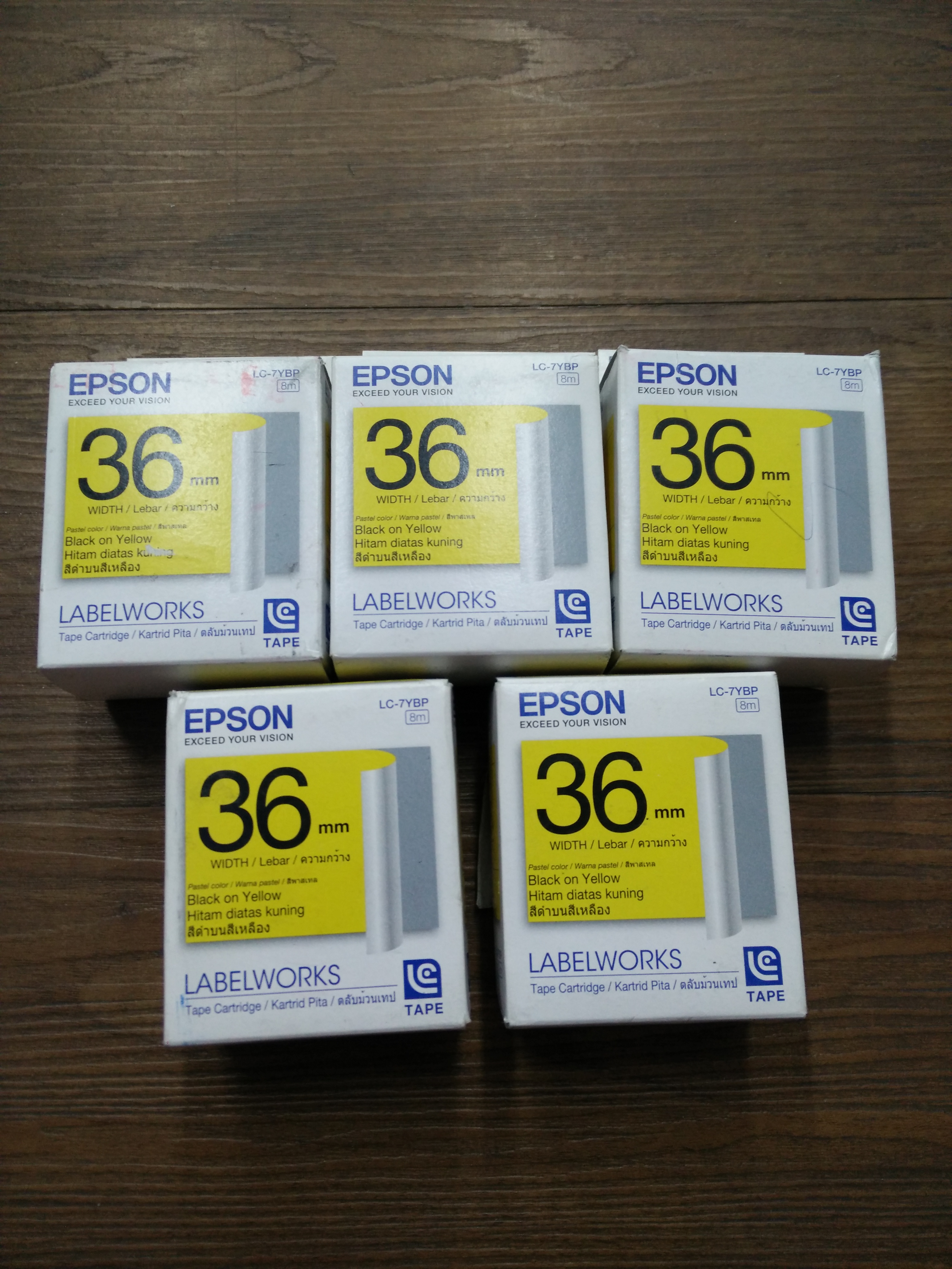 เทปพิมพ์อักษร Epson LC-7YBP 36 มม. ดำพื้นเหลือง รูปที่ 1