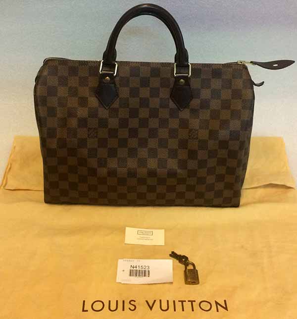 กระเป๋าหลุยส์วิตตอง LOUIS VUITTON DAMIER EBENE CANVAS SPEEDY 35 Used Like New มือสองของแท้ รูปที่ 1