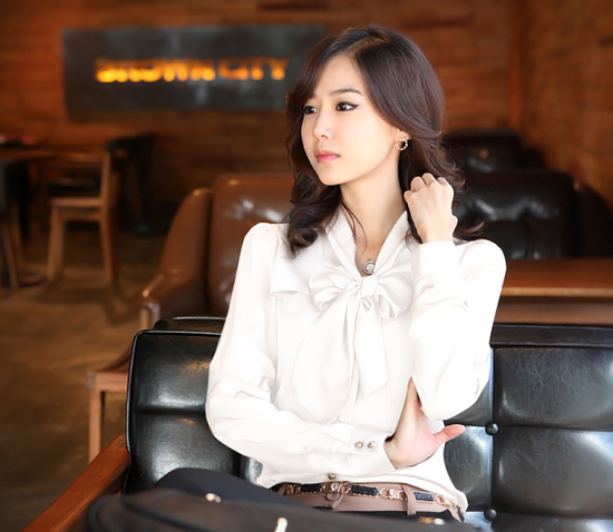 เสื้อเชิ้ตทำงานผู้หญิงสวยแฟชั่นเกาหลี Bow Blouse นำเข้า ไซส์Sถึง3XL - พรีออเดอร์SJ1264 รูปที่ 5