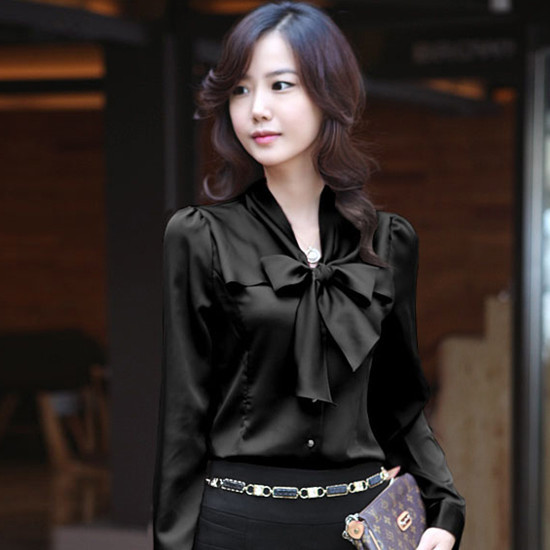 เสื้อเชิ้ตทำงานผู้หญิงสวยแฟชั่นเกาหลี Bow Blouse นำเข้า ไซส์Sถึง3XL - พรีออเดอร์SJ1264 รูปที่ 3