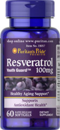puritan RESVERATROL 100 mg.60 softgelsส่งฟรีลงทะเบียน