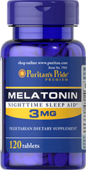 puritan melatonin 3 mg. 120 tablets ช่วยการนอนหลับ ส่งฟรีลงทะเบียน รูปที่ 1
