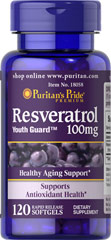 Puritan's Pride RESVERATROL 100 mg.120 softgelsส่งฟรีลงทะเบียน รูปที่ 1