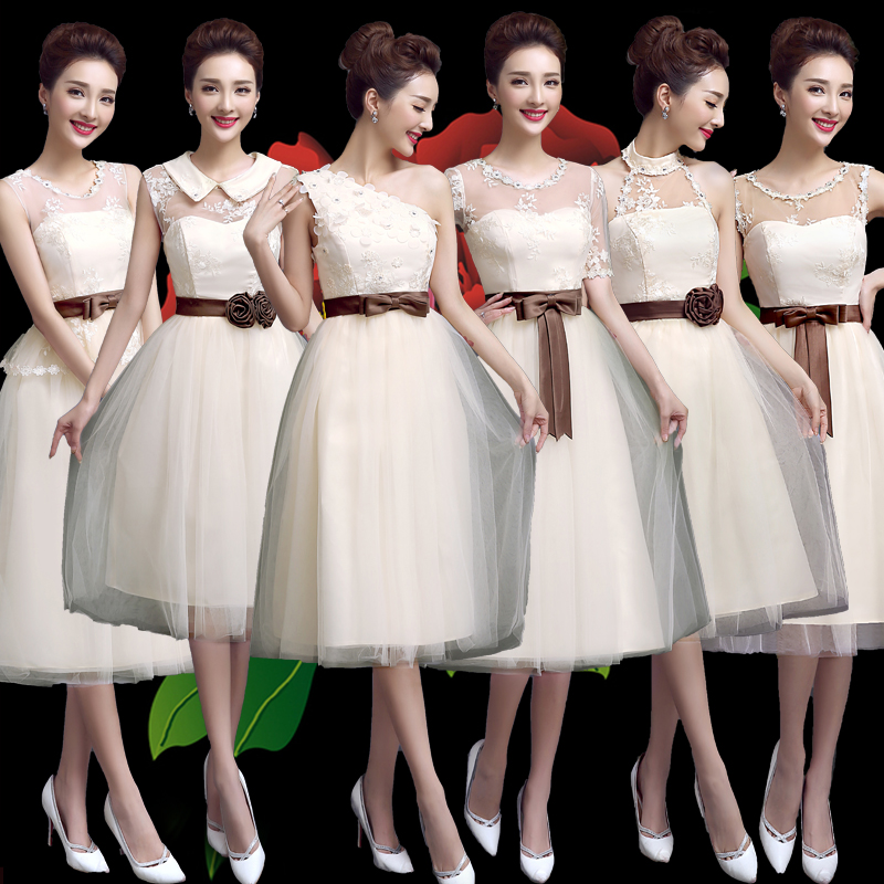 ชุดราตรี/ชุดไปงาน/ชุดเพื่อนเจ้าสาว สีแชมเปญ แบบC รูปที่ 2