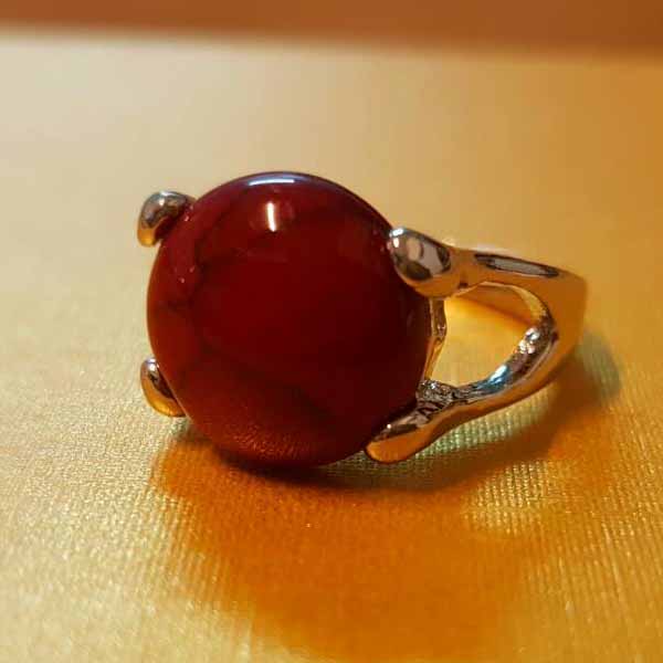 แหวนเงินหินเทอร์ควอยซ์สีแดง นำโชคประดับหญิงและชาย size 6 Silver Gemstone Ring นำเข้า รูปที่ 1