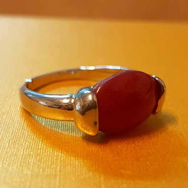 แหวนเงินหินสีแดง นำโชคประดับหญิงและชาย size 9 Silver Stone Ring นำเข้า - พร้อมส่งW829 รูปที่ 1