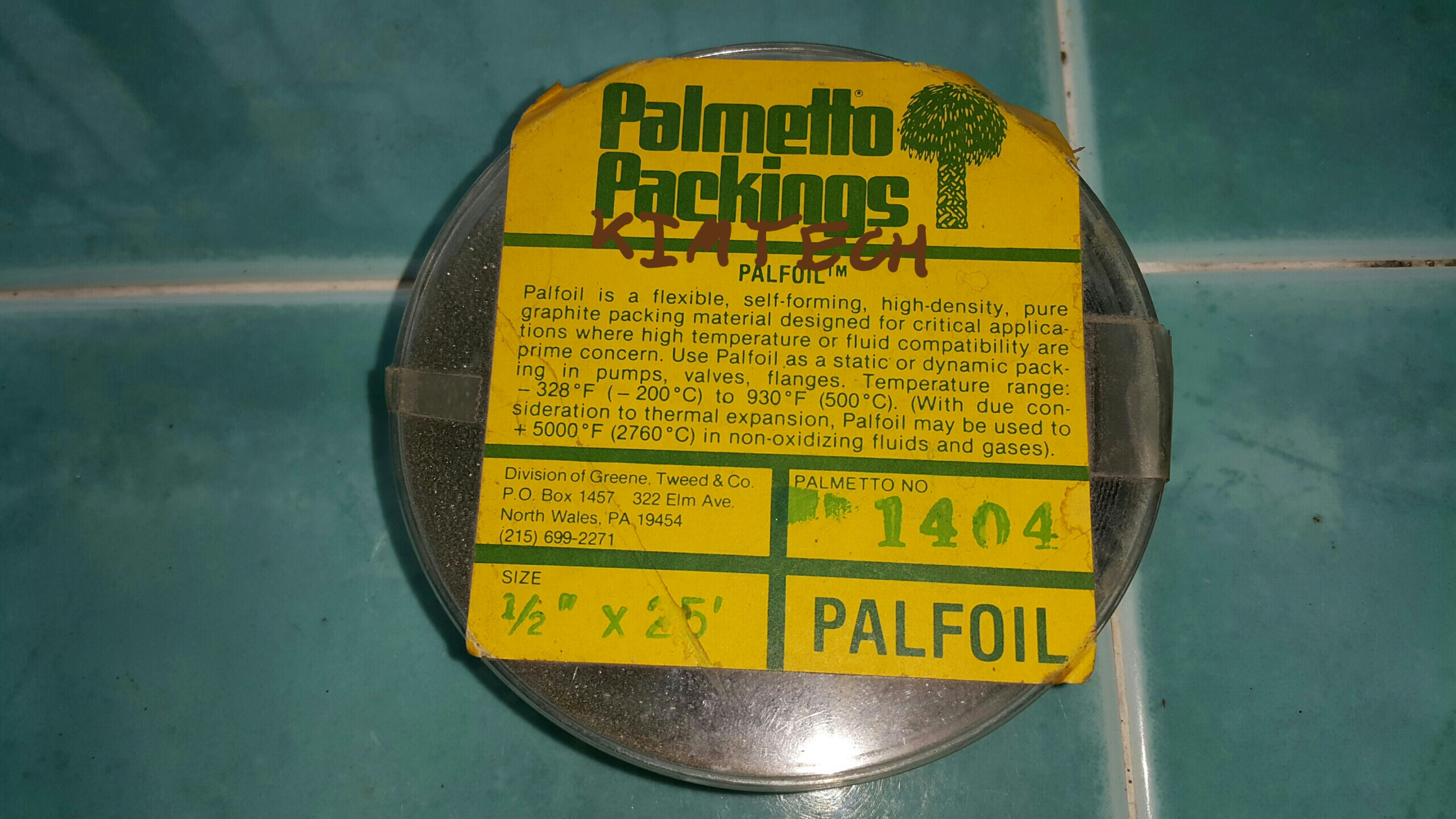 ปะเก็นเทปกราไฟต์ palmetto palfoil flexible graphite tape รุ่น 1404 จากอเมริกา รูปที่ 1
