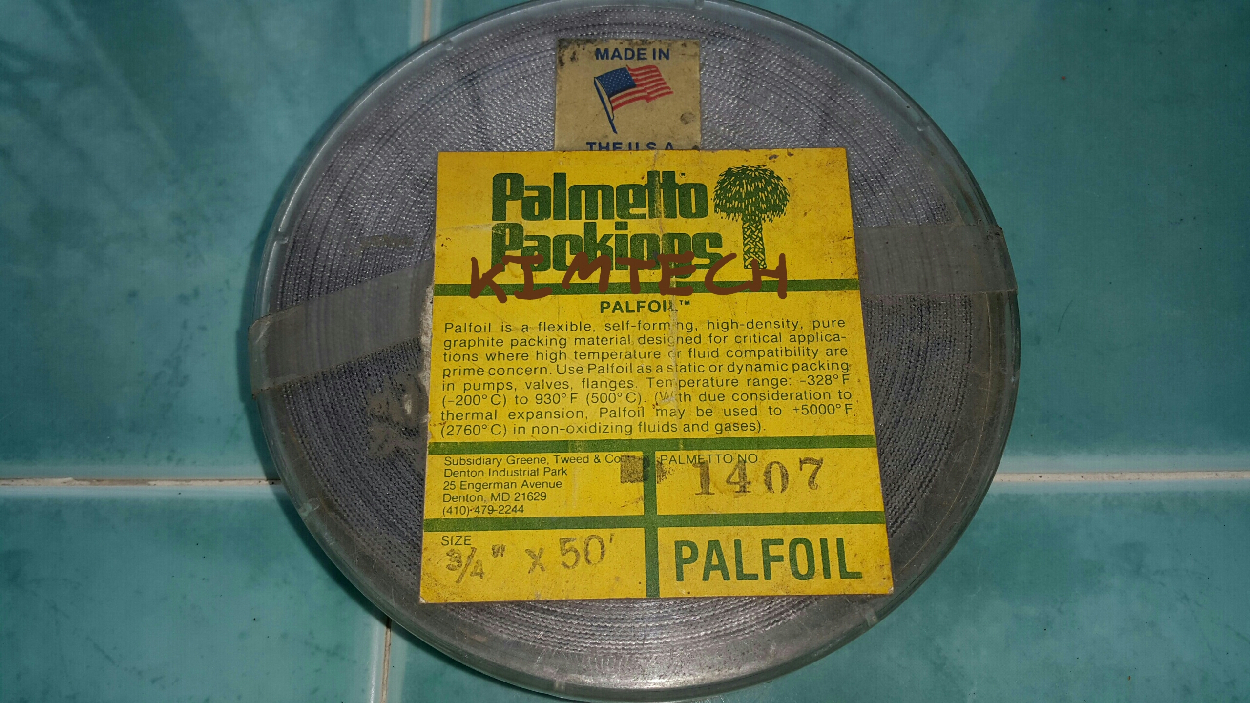 ปะเก็นเทปกราไฟต์ palmetto palfoil flexible graphite tape รุ่น 1407 ขนาดกว้าง 3/4 นิ้ว รูปที่ 1
