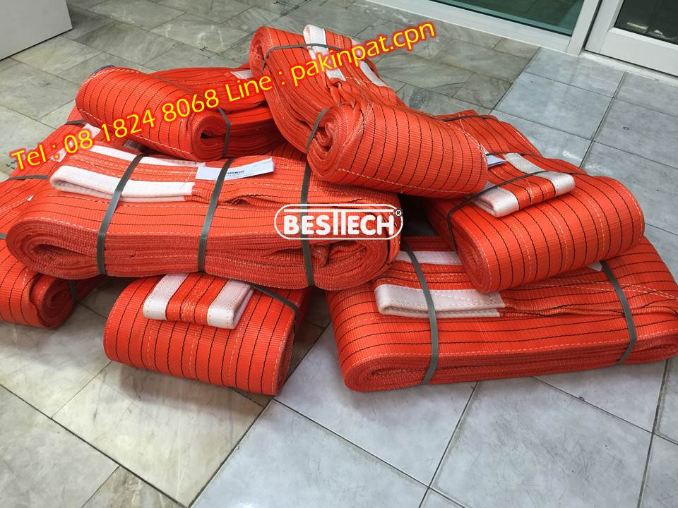 สลิงแบน10ตัน,สายพานยกของ,สลิงอ่อนโพลีเอสเตอร์,เบลยกของ,สลิงผ้าใบ,webbing sling รูปที่ 1