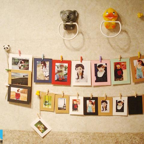 10X Paper Photo Frame DIY Art Picture Hanging Album With Rope Line Clips Deco รูปที่ 3