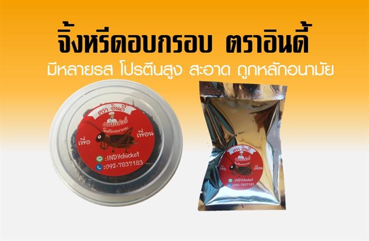จิ้งหรีดทอดอบกรอบ ตราอินดี้ รสชาติอร่อย โปรตีนสูง สะอาด ถูกหลักอนามัย  รูปที่ 3