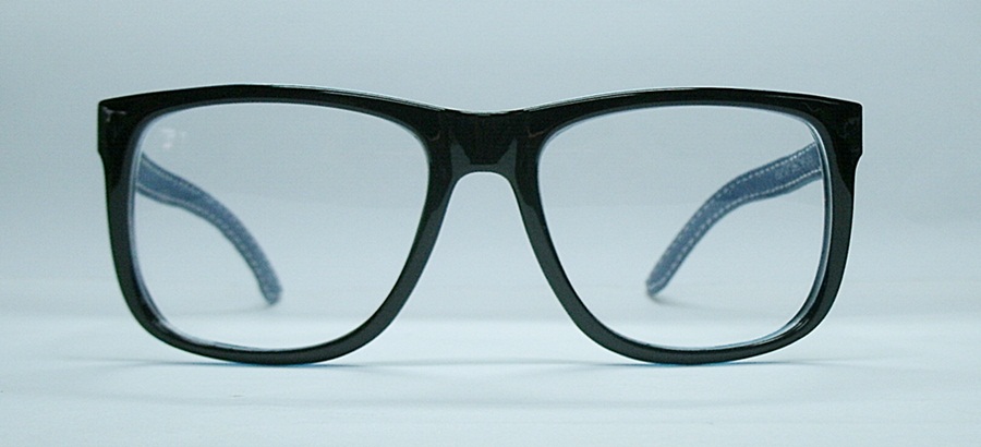 กรอบแว่นตาพลาสติกสีดำ-น้ำเงิน ก้านพลาสติกลายฝีเข็มเย็บผ้า รูปที่ 1
