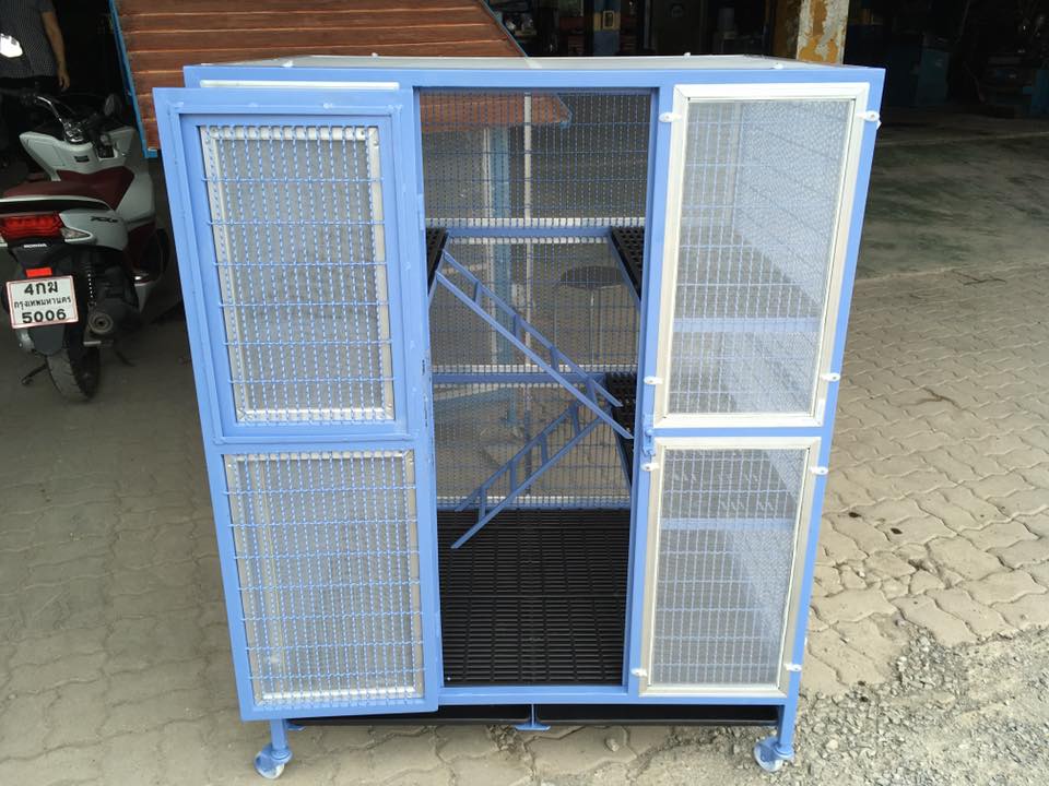 กรงแมว 3 ชั้นพัก พื้นแสลท มีถาด รูปที่ 4