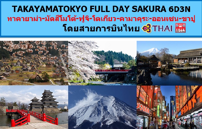 ทัวร์ญี่ปุ่น เที่ยวญี่ปุ่นเมษายน วันหยุดสงกรานต์ 2560 TAKAYAMATOKYO FULL DAY SAKURA 6D3N สายการบินไทย รูปที่ 1