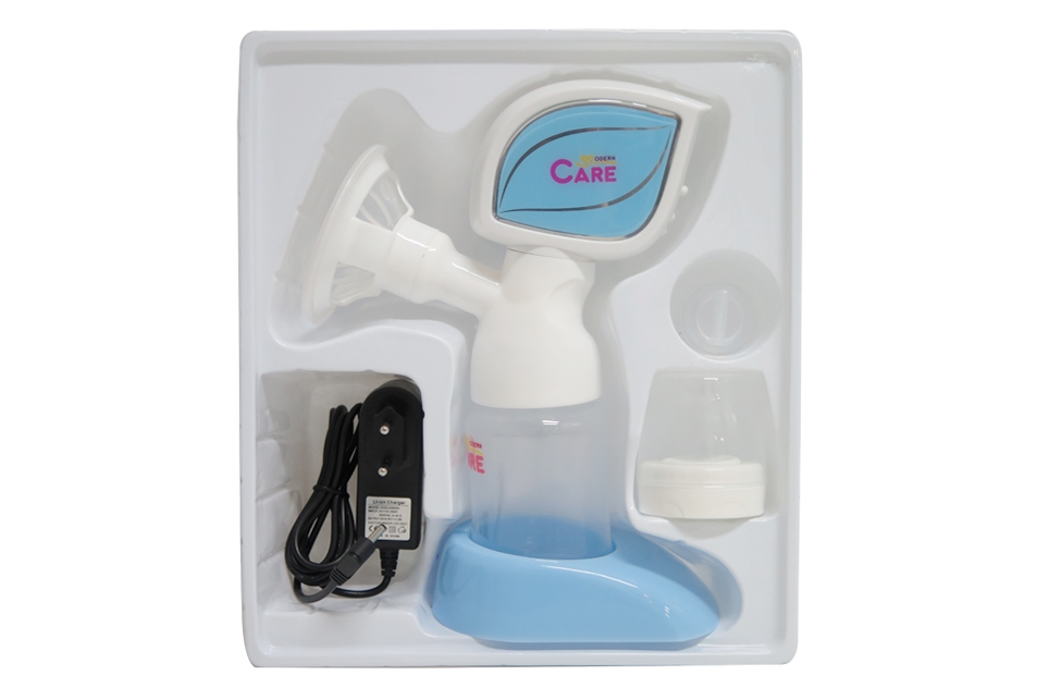 เครื่องปั๊มน้ำนมไฟฟ้า แบบพกพา Portable Electric Breast Pump  (แบบชาร์ตแบต)  ยี่ห้อ Modern care สีฟ้า รูปที่ 1