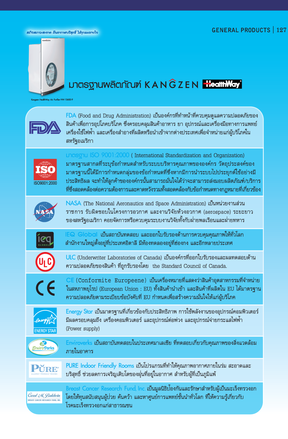 เครื่องฟอกอากาศ คังเซน เฮลท์เวย์ HW-10600-9 รูปที่ 2