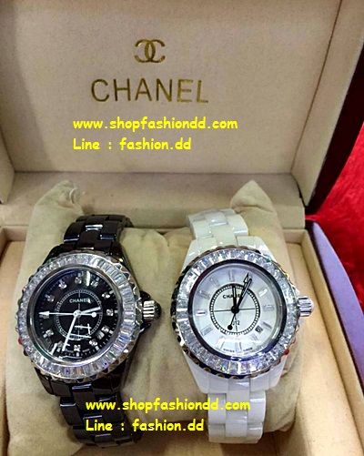 พร้อมส่ง  นาฬิกาข้อมือ Chanel J12 ตัวเรือนเซรามิคแท้สีขาว หน้าปัดล้อมเพชร หน้าปัดมีวันที่แสดง  รูปที่ 1