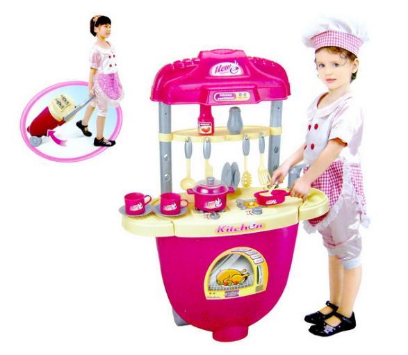 Jungjiki Toy - ชุดครัวกระเป๋าเดินทางล้อลากสีชมพู รูปที่ 1