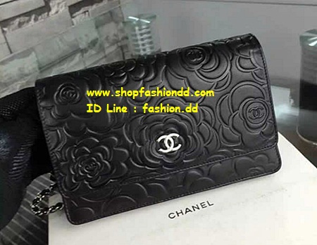 พร้อมส่ง กระเป๋า Chanel WOC Wallet Camellia Black with Silver Hardware Bag (งาน Hi-End) รูปที่ 1