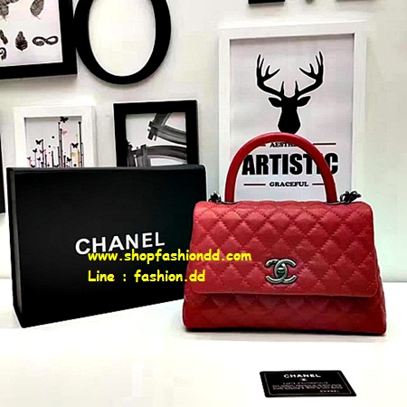 Chanel Coco in Red Carvier ขนาด 10 นิ้ว หนังแท้ (เกรด Hi-End Original) สวยเหมือนแท้   รูปที่ 1
