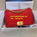 Chanel Le Boy in Red Gold Hardware ขนาด 10 นิ้ว รุ่นใหม่ หนังแท้ทั้งใบ (เกรด Hi-end)  New Collection หนัง Lambskin หนังแกะ 