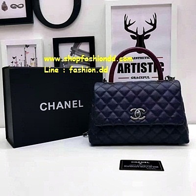 Chanel Coco in Black Carvier ขนาด 10 นิ้ว หนังแท้ (เกรด Hi-End Original) สวยเหมือนแท้  รูปที่ 1