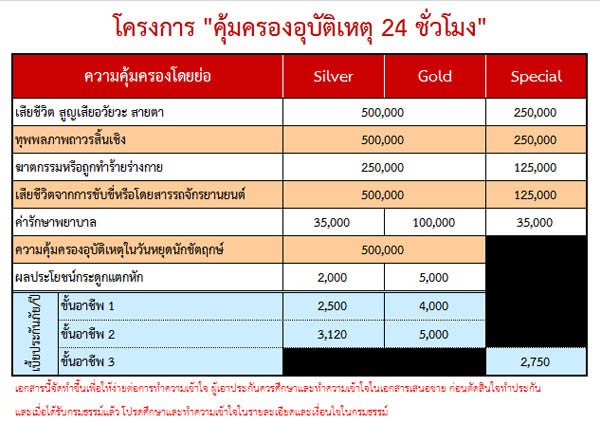 ประกันอุบัติเหตุส่วนบุคคล คุ้มครองตลอด 24 ชั่วโมง โดยไม่ต้องสำรองจ่าย รูปที่ 3