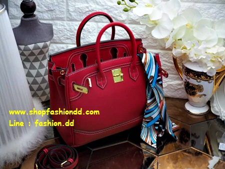 BIRKIN หนัง togo สีแดง ด้ายขาว กระเป๋า แบบยี่ห้อ  HERMES   ไม่ตด logo  รูปที่ 1