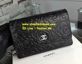 พร้อมส่ง กระเป๋า Chanel WOC Wallet Camellia Black with Silver Hardware Bag (งาน Hi-End) 