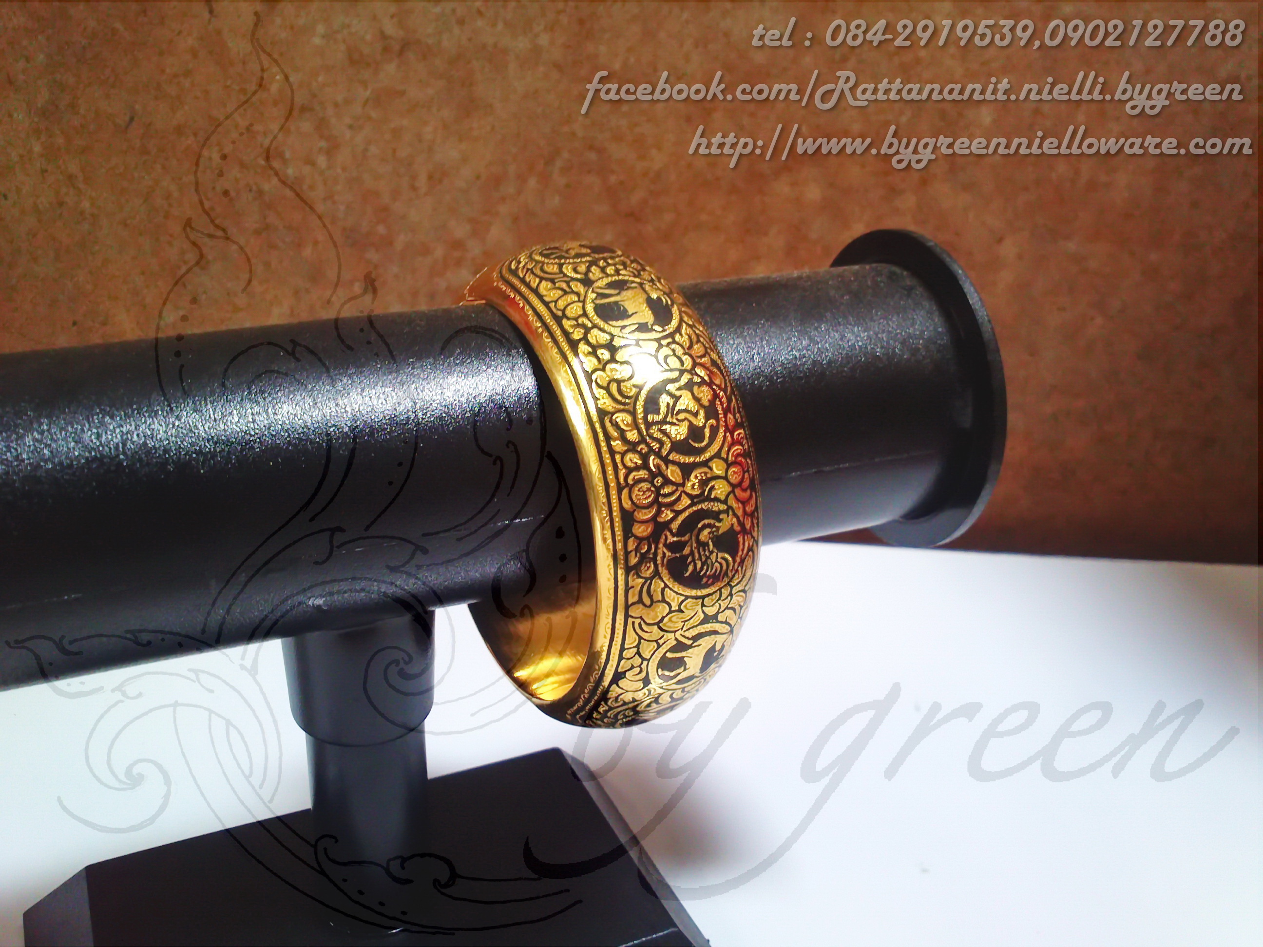 กำไลถมทอง 12 นักษัตร ลายดอกพุดตาน งานลูกค้าสั่งทำ โดยเครื่องถมนคร by green รูปที่ 3