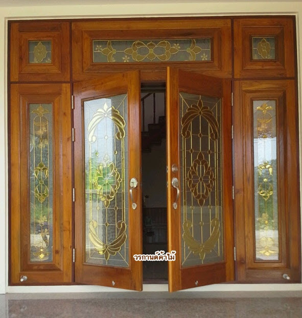  ประตู ประตูไม้สัก กระจกนิรภัย ประตูบานเลื่อน ประตูไม้สักโมเดิร์น หน้าต่างไม้สัก รูปที่ 1