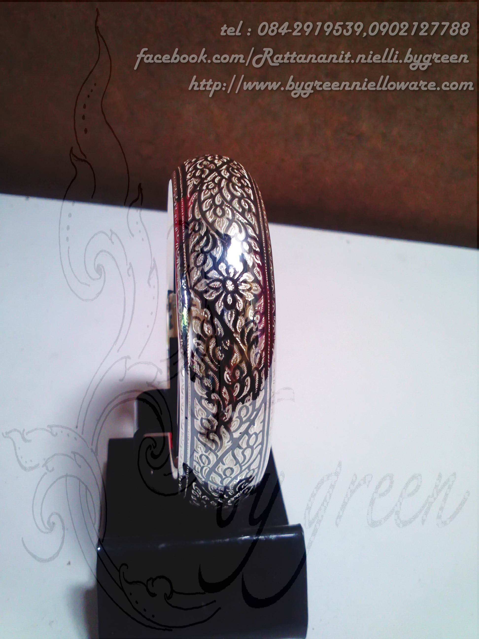กำไลถมเงิน ลายไทย 1.5 cm. งานลูกค้าสั่งทำ โดยเครื่องถมนคร by green รูปที่ 3
